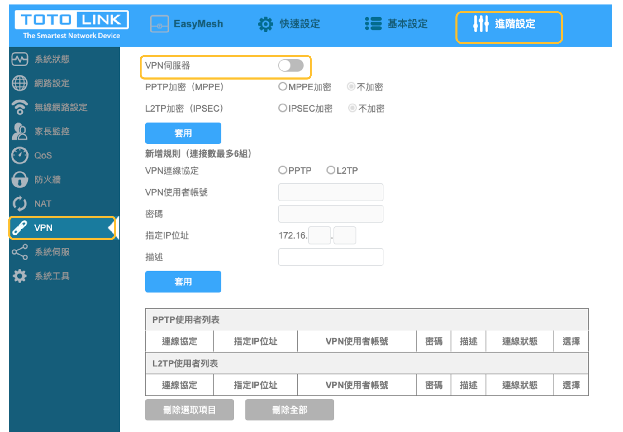 功能設定】如何設定TOTOLINK X2000R 分享器的VPN伺服器(L2TP
